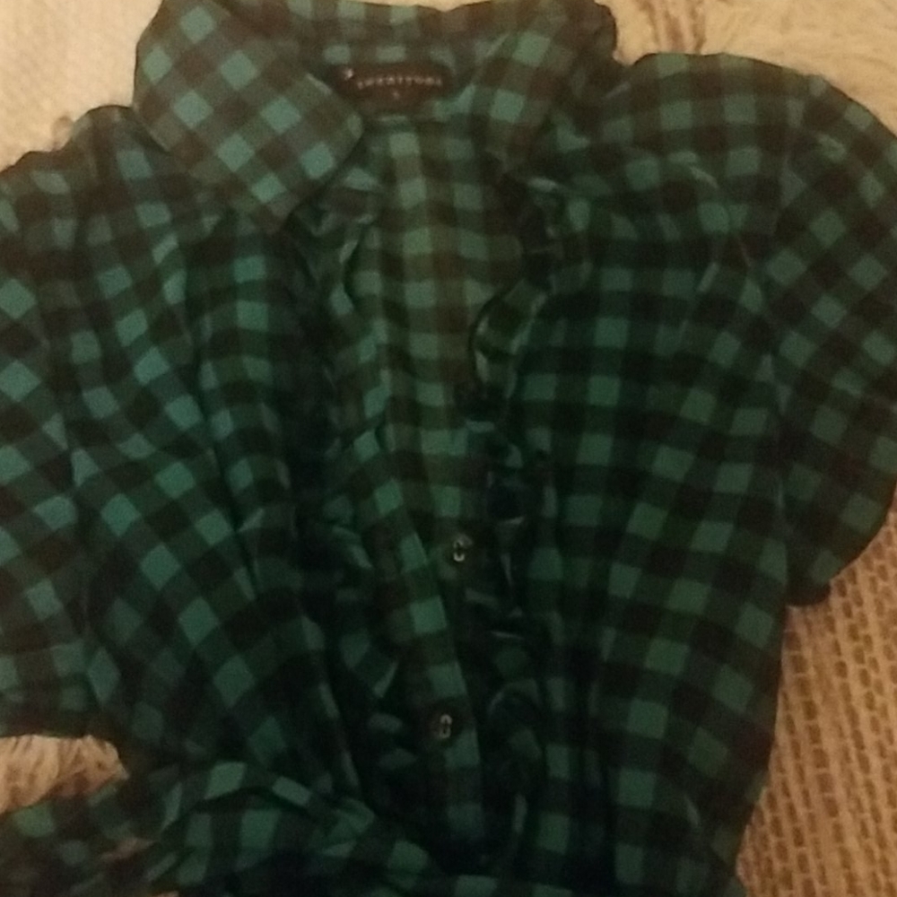 Forever 21 small green checked shirt - Picture 2 of 6